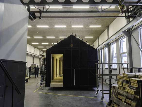 NordCabin. A clean and pleasant factory work environment in Latvia, even under the snow.