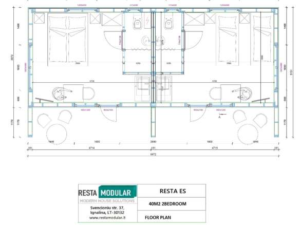 Modul 40 m² two-apartment house