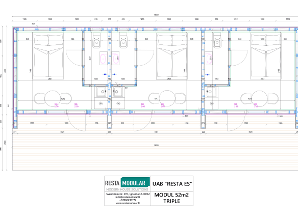 Modul 52 m² Triple House