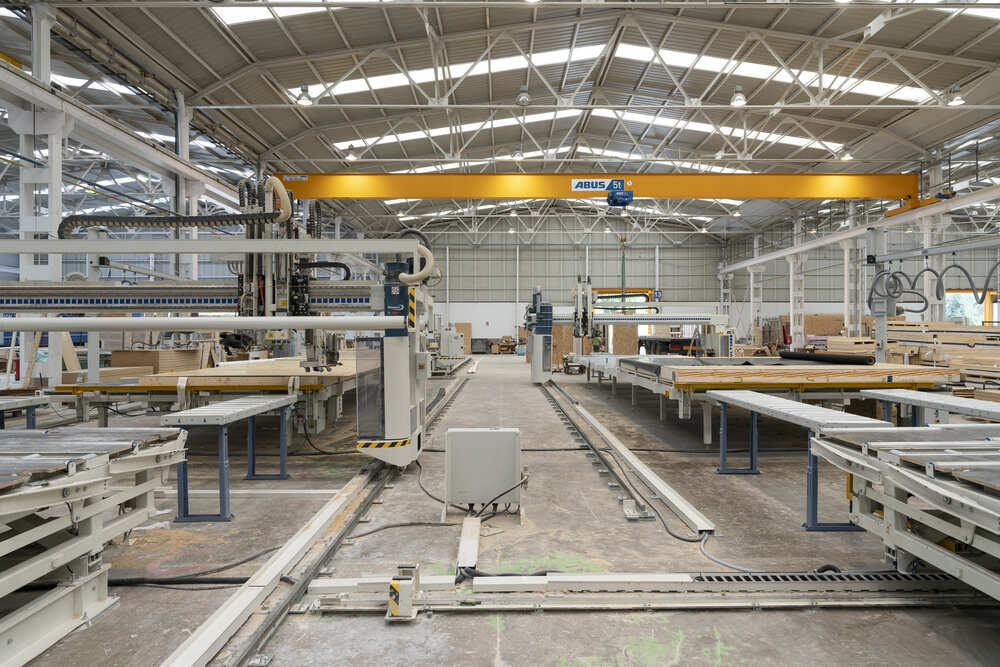 ARQUIMA factory production of timber-frame panels