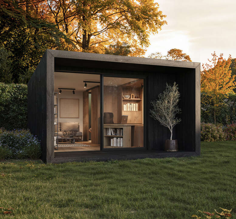 Nook Double – Stanza da giardino, tetto spiovente e portico