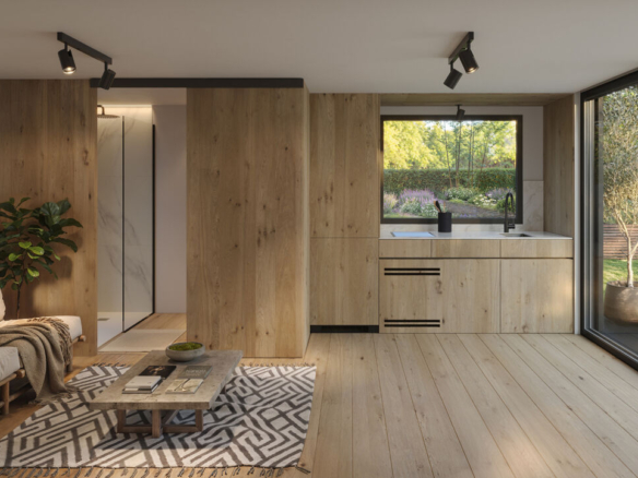 Nook Double – Stanza da giardino, tetto spiovente e portico