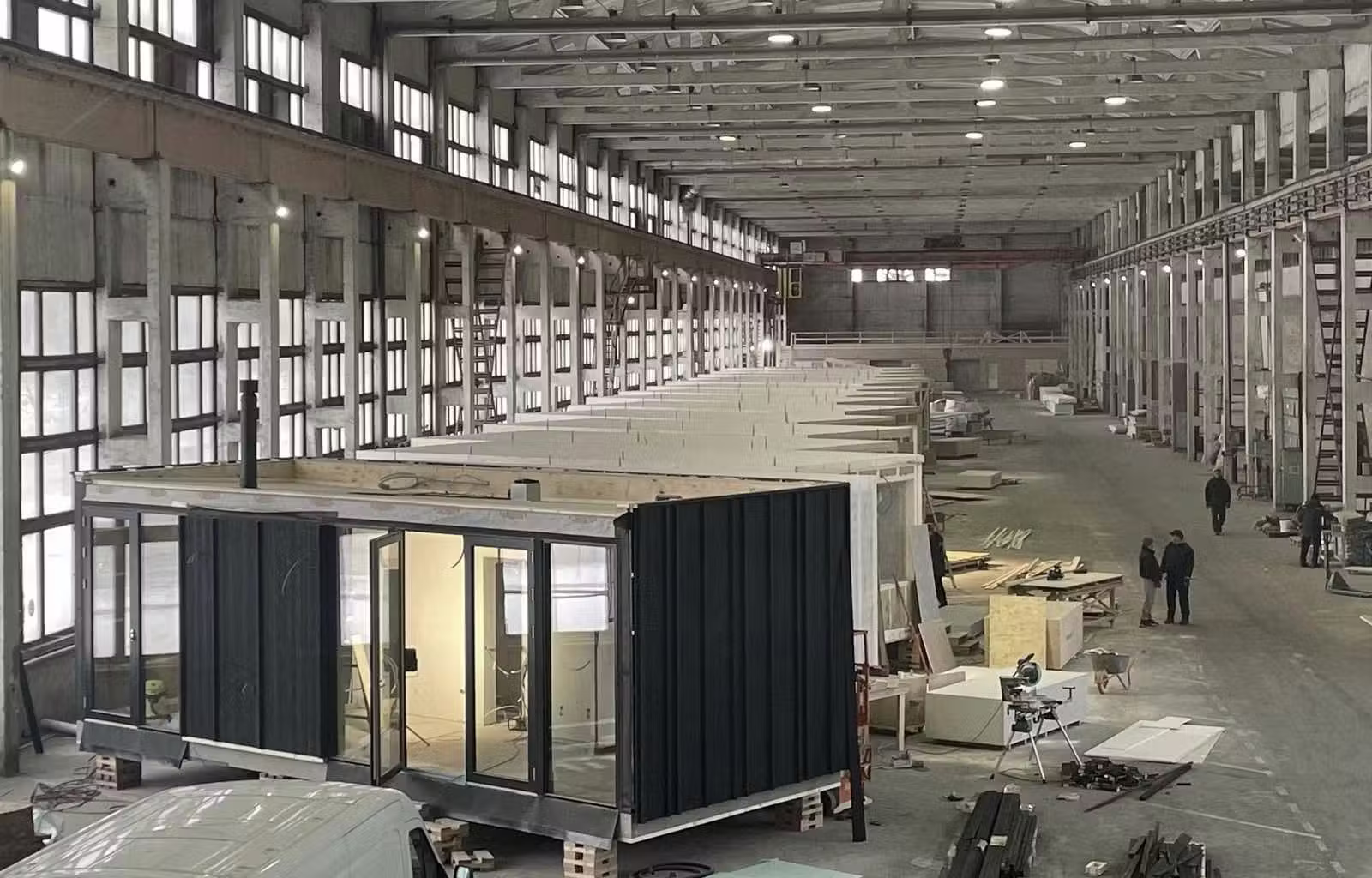Prefab cabin factory production floor