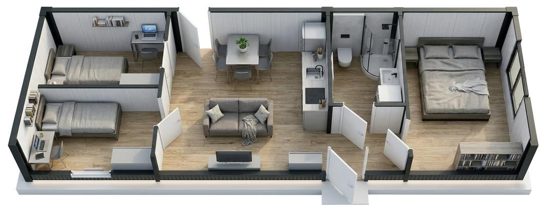 12×4 Grundriss 3D Model 12×4