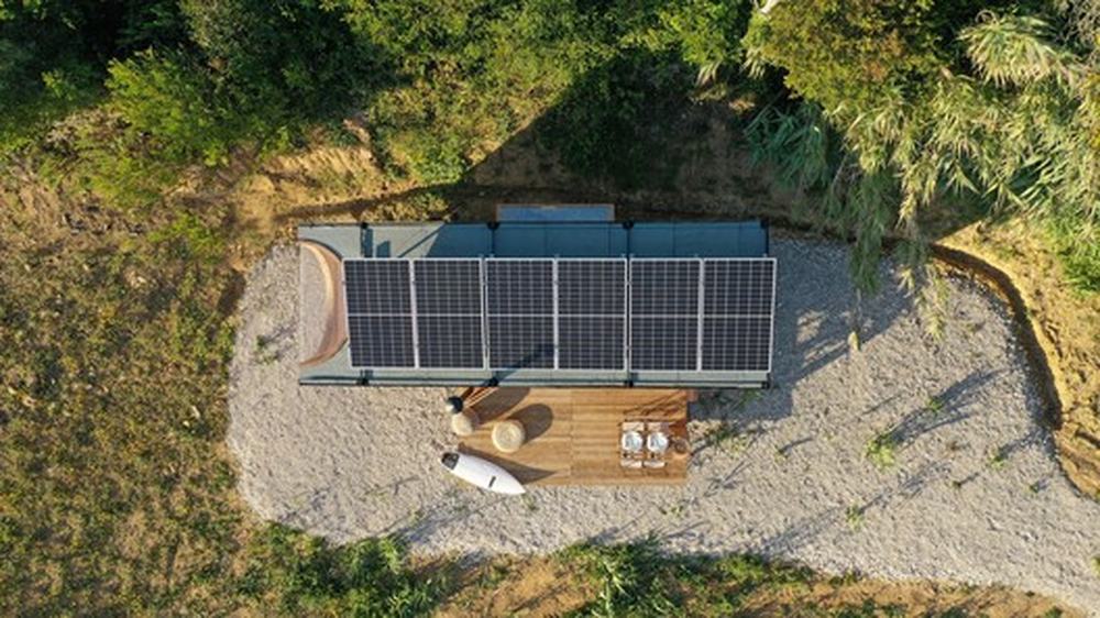 Prefab home in a remote natural setting