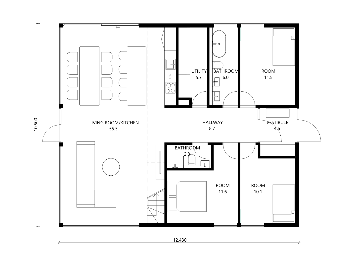 floor plan taiilor made ODYL 100+ NA MIARĘ