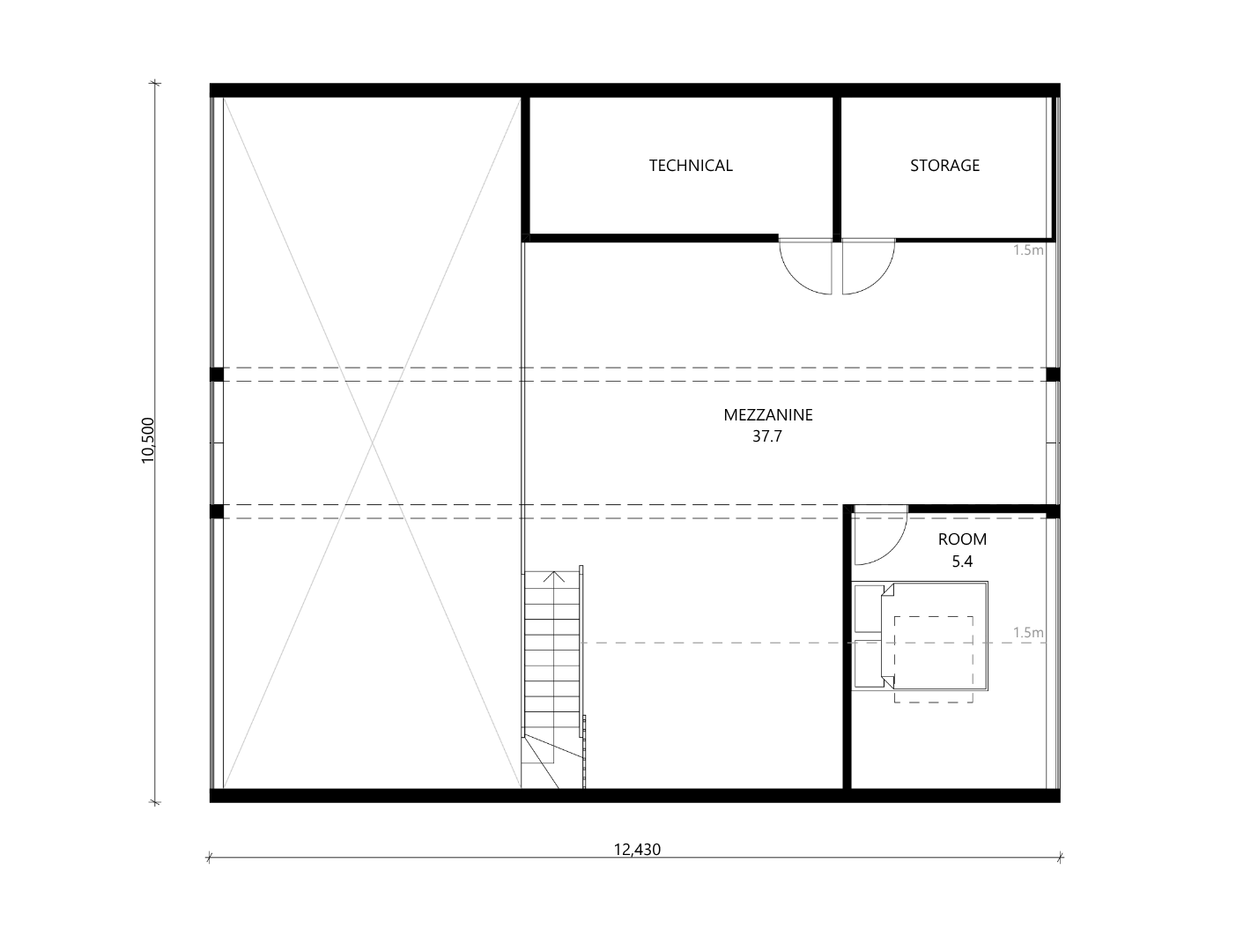 tailor made mazzanine floor plan ODYL 100+ NA MIARĘ